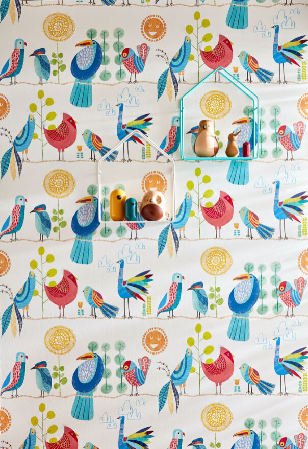 WGU50142W Feather Fandango Royal Bright Wallpaper by Ohpopsi