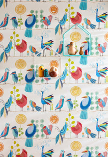 WGU50142W Feather Fandango Royal Bright Wallpaper by Ohpopsi