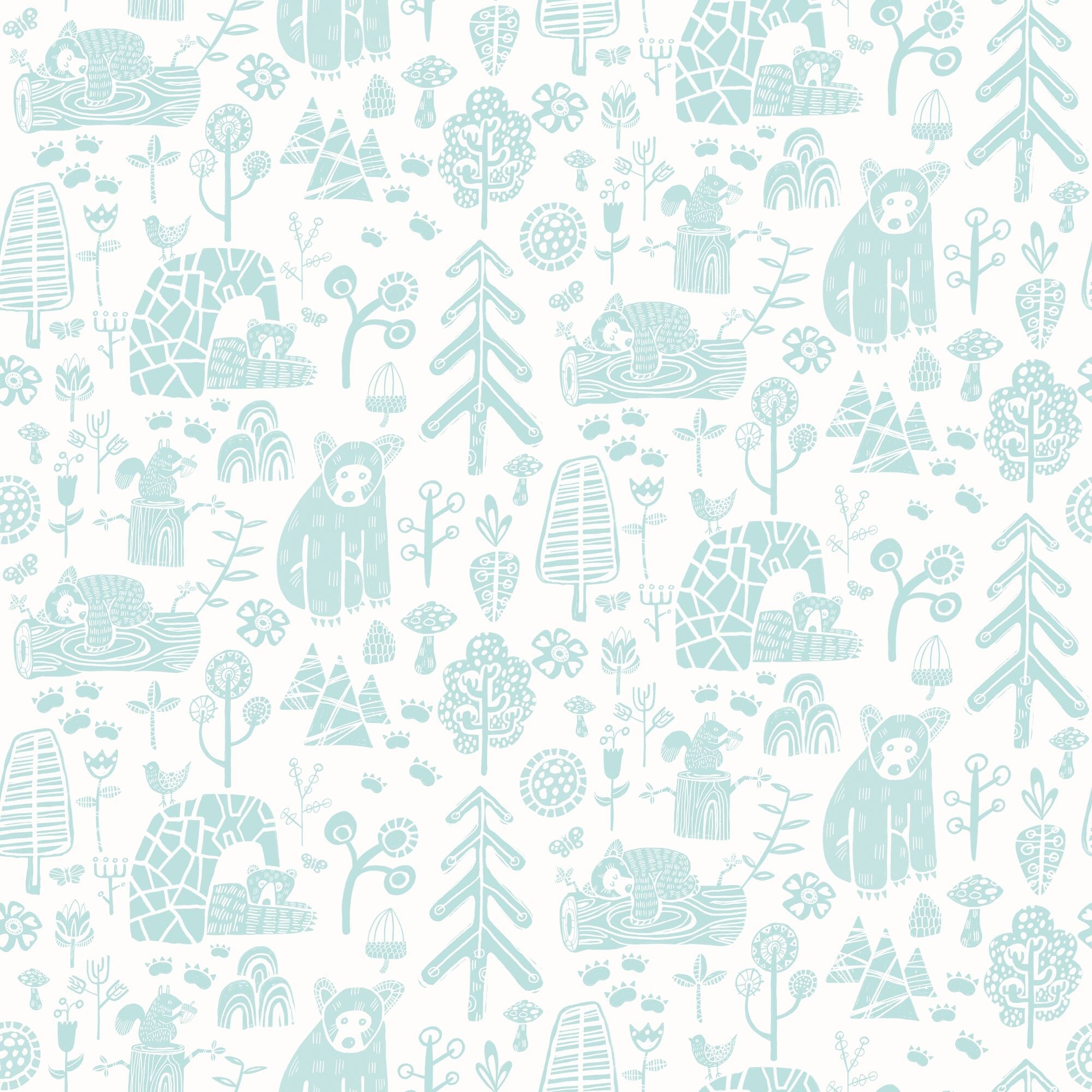 WGU50146W Honeywood Bears Bluejay Wallpaper by Ohpopsi