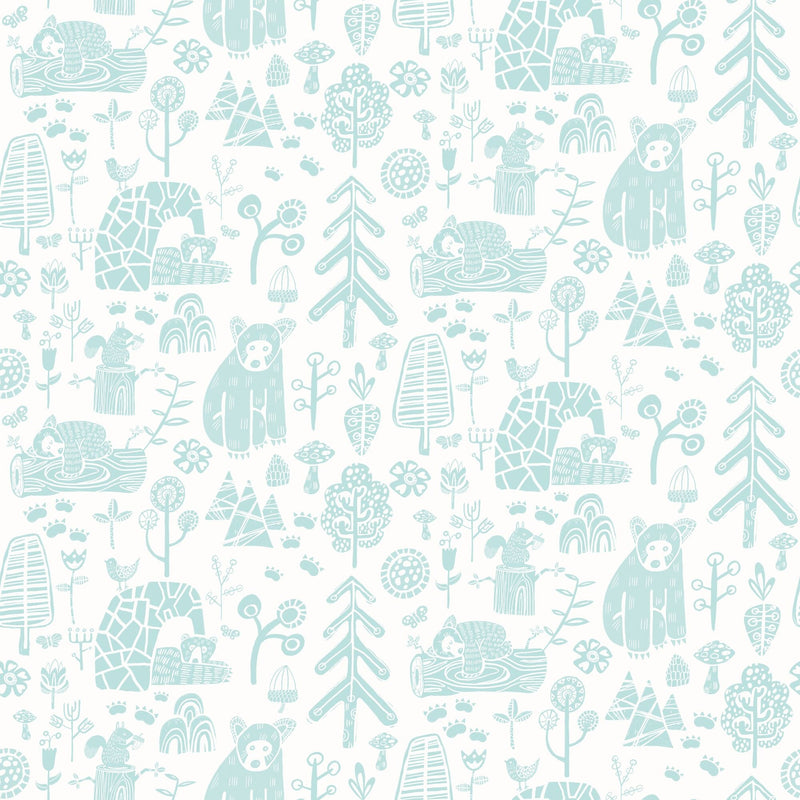 WGU50146W Honeywood Bears Bluejay Wallpaper by Ohpopsi