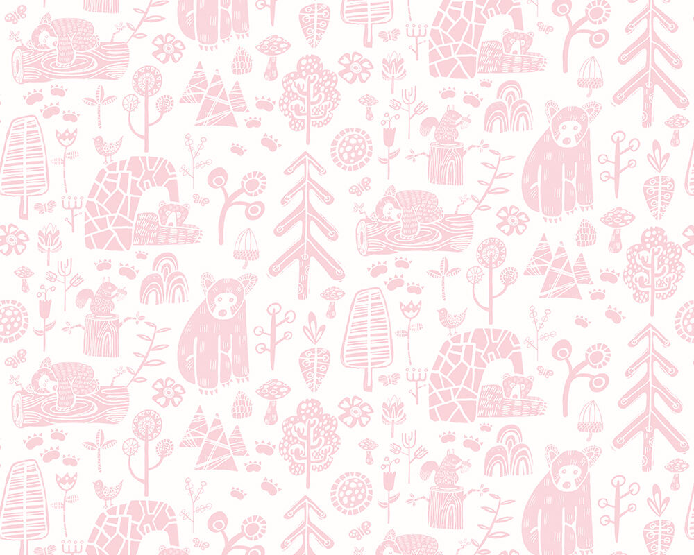WGU50147W Honeywood Bears Petal Wallpaper by Ohpopsi