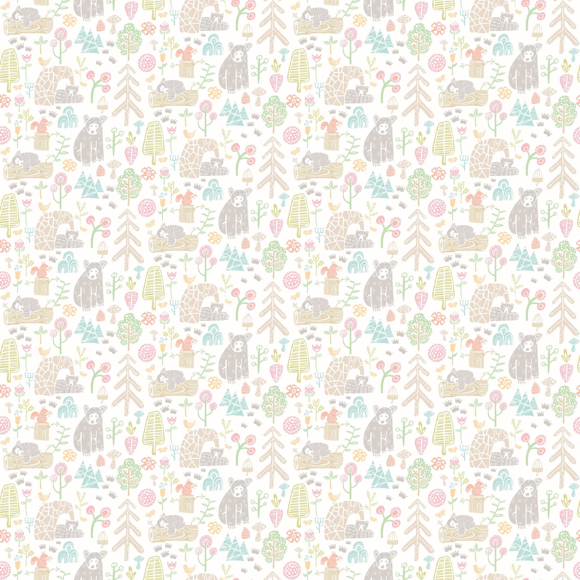WGU50148W Honeywood Bears Sherbet Wallpaper by Ohpopsi