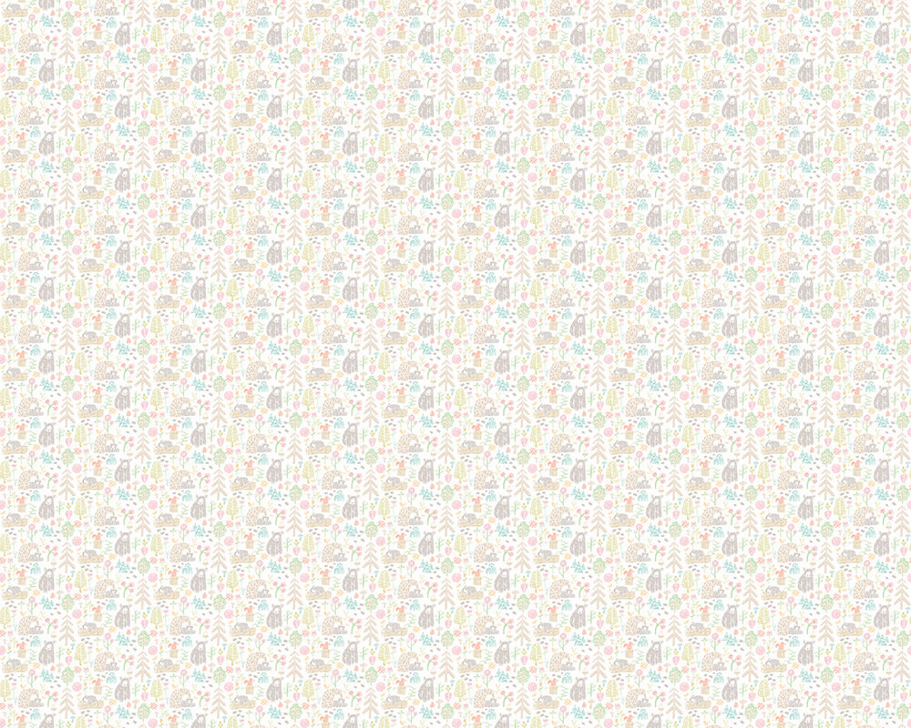 WGU50148W Honeywood Bears Sherbet Wallpaper by Ohpopsi