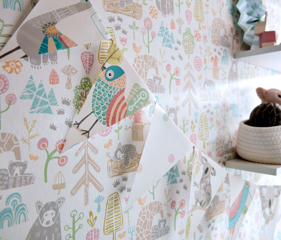 WGU50148W Honeywood Bears Sherbet Wallpaper by Ohpopsi