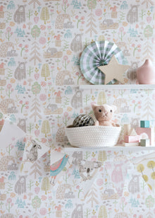 WGU50148W Honeywood Bears Sherbet Wallpaper by Ohpopsi