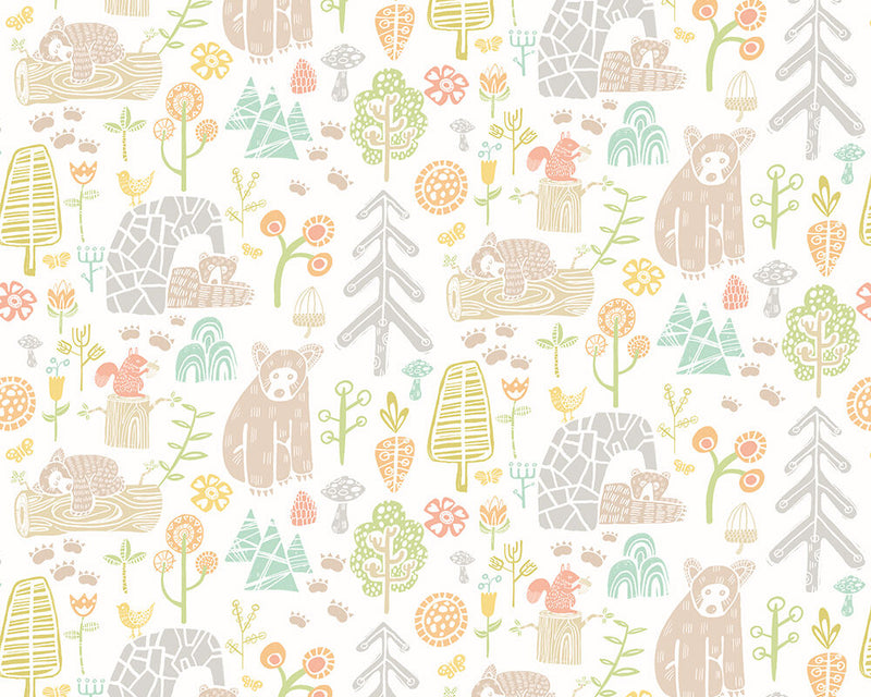 WGU50149W Honeywood Bears Honeycomb Wallpaper by Ohpopsi