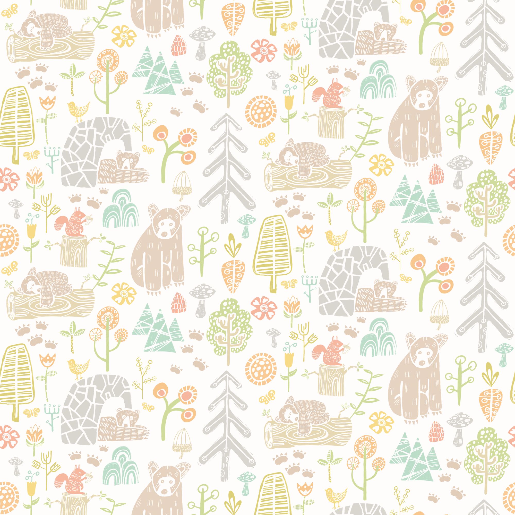 WGU50149W Honeywood Bears Honeycomb Wallpaper by Ohpopsi