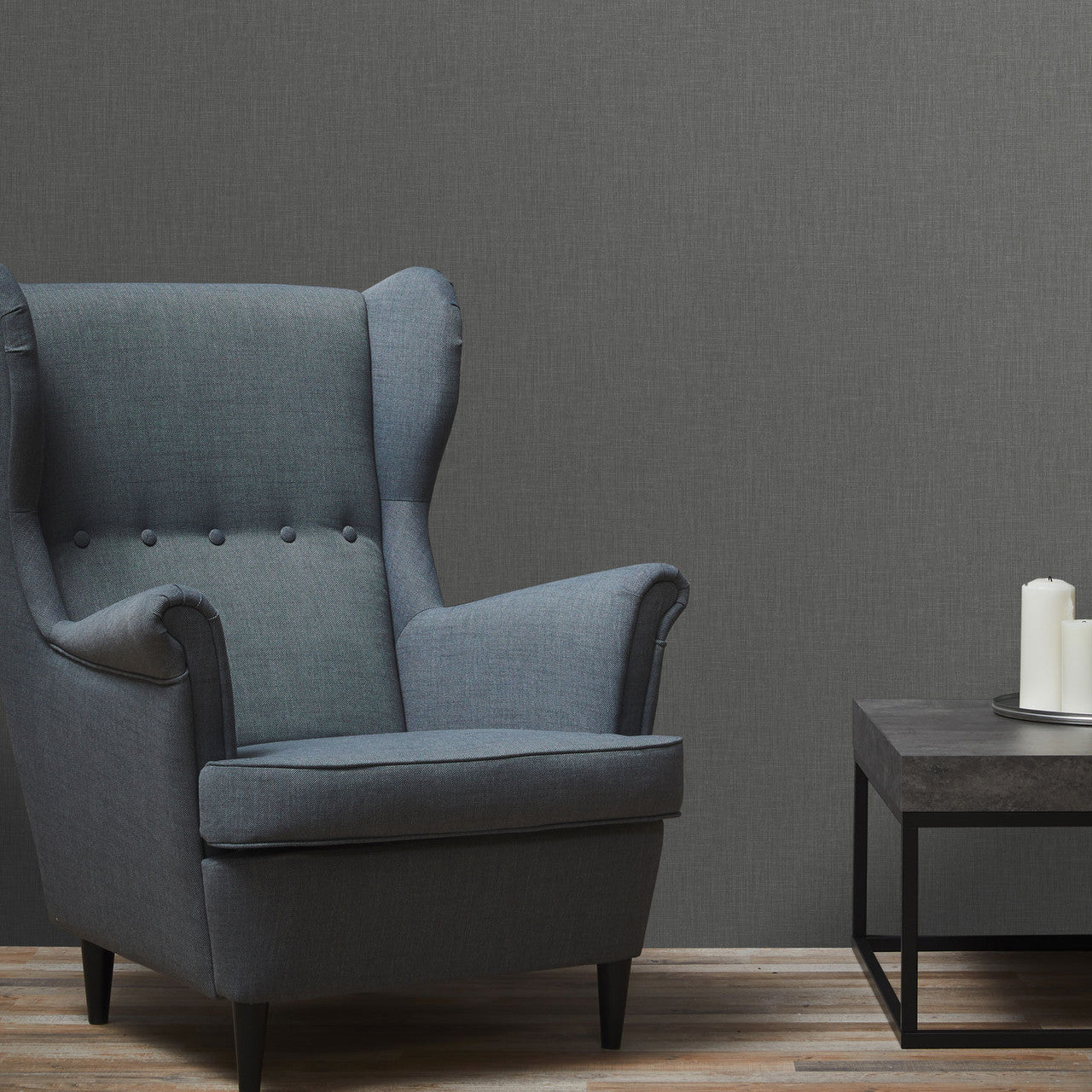 WH30100 Cotton Texture Welcome Home Silver Grey Wallpaper By Galerie