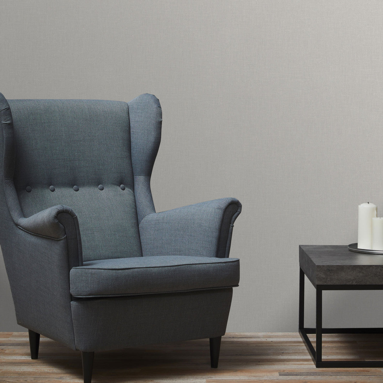 WH30102 Cotton Texture Welcome Home Silver Grey Wallpaper By Galerie