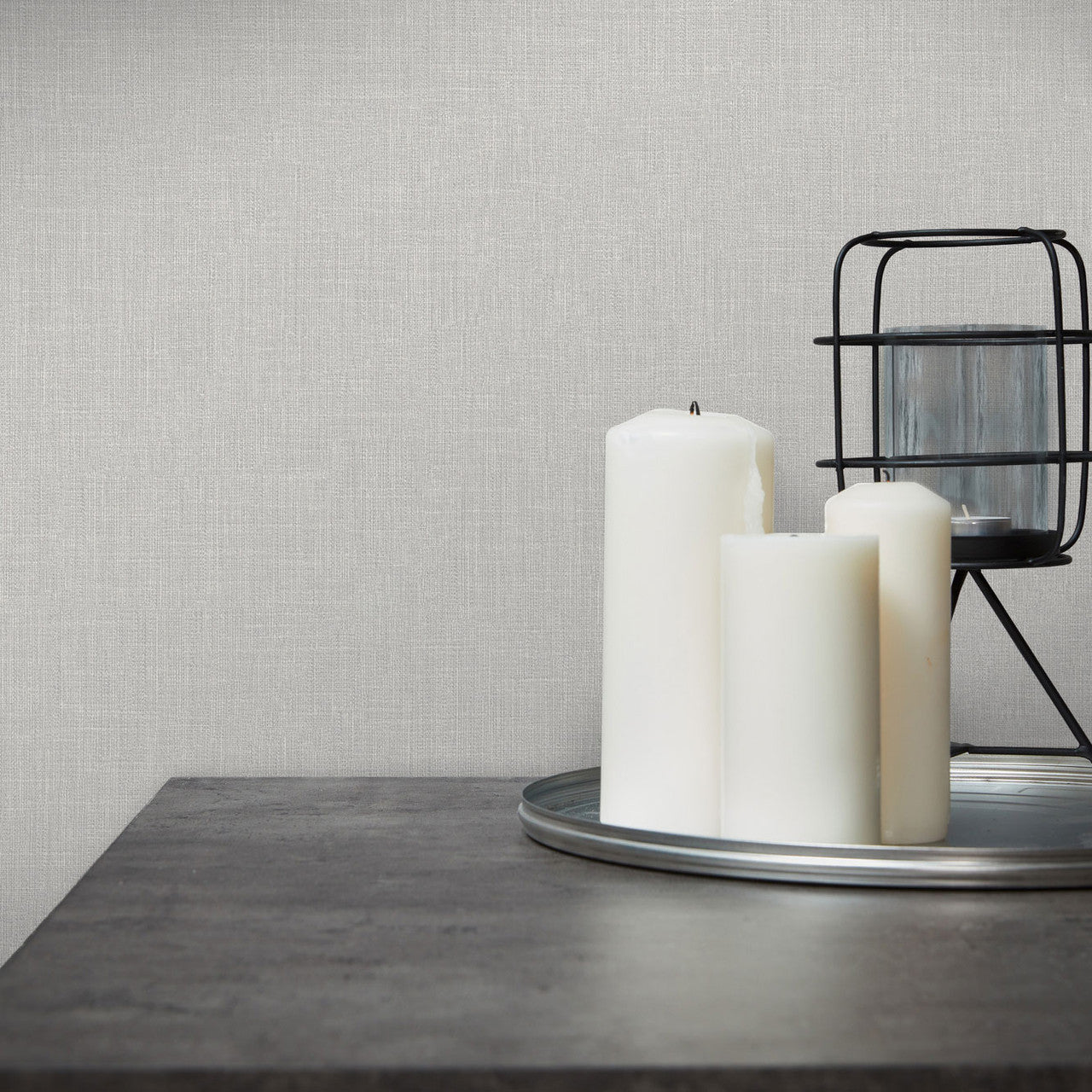 WH30102 Cotton Texture Welcome Home Silver Grey Wallpaper By Galerie