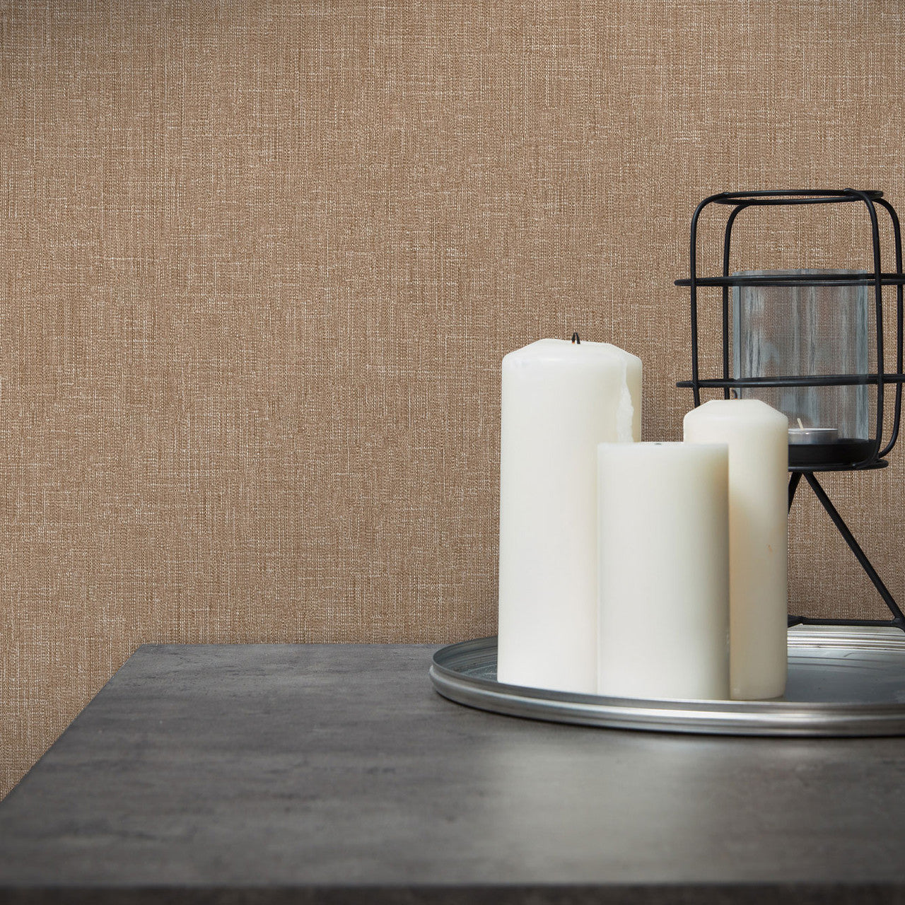 WH30103 Cotton Texture Welcome Home Bronze Brown Wallpaper By Galerie