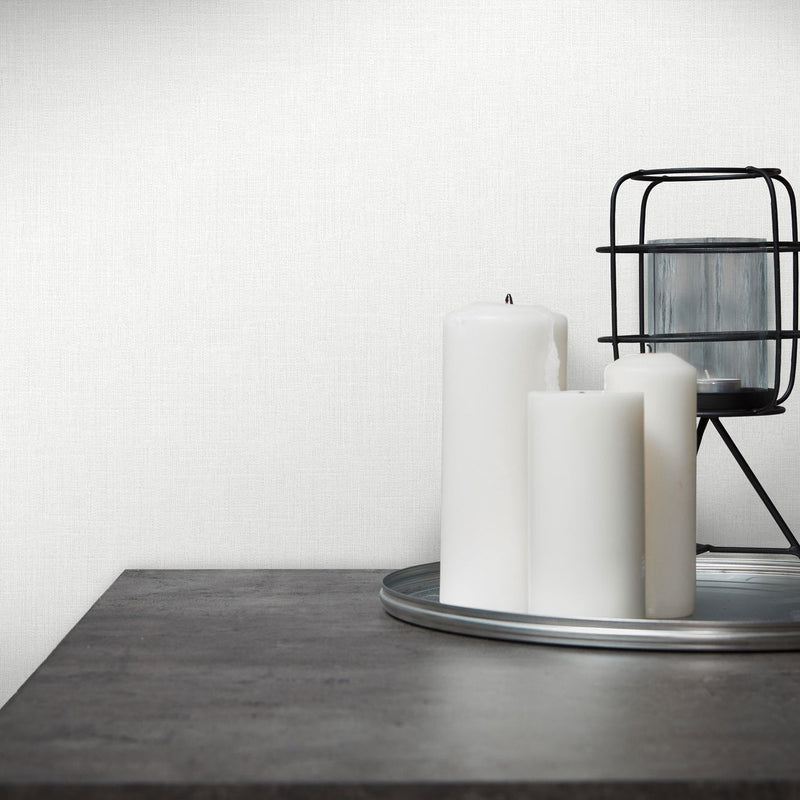 WH30104 Cotton Texture Welcome Home White Wallpaper By Galerie