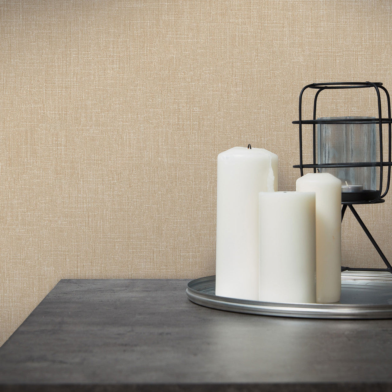WH30108 Cotton Texture Welcome Home Bronze Brown Wallpaper By Galerie