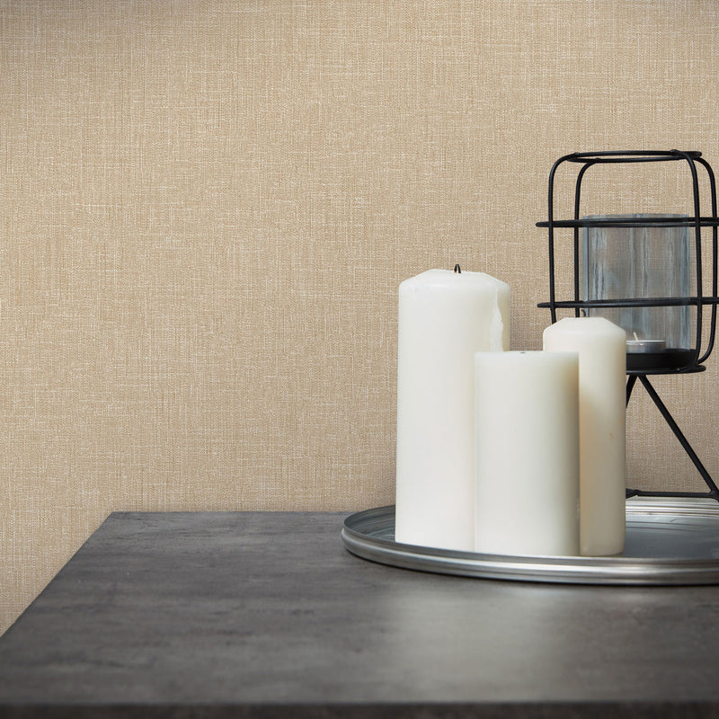 WH30108 Cotton Texture Welcome Home Bronze Brown Wallpaper By Galerie