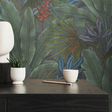 WH30113 Tropical Leaves Welcome Home Purple Lilac Wallpaper By Galerie