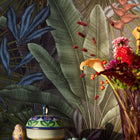 WH30113 Tropical Leaves Welcome Home Purple Lilac Wallpaper By Galerie