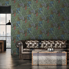 WH30113 Tropical Leaves Welcome Home Purple Lilac Wallpaper By Galerie