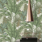WH30114 Tropical Leaves Welcome Home Green Wallpaper By Galerie