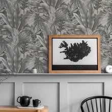 WH30115 Tropical Leaves Welcome Home Silver Grey Wallpaper By Galerie
