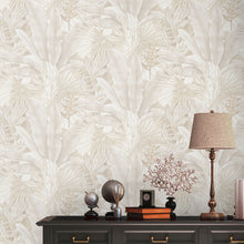 WH30116 Tropical Leaves Welcome Home Beige Wallpaper By Galerie