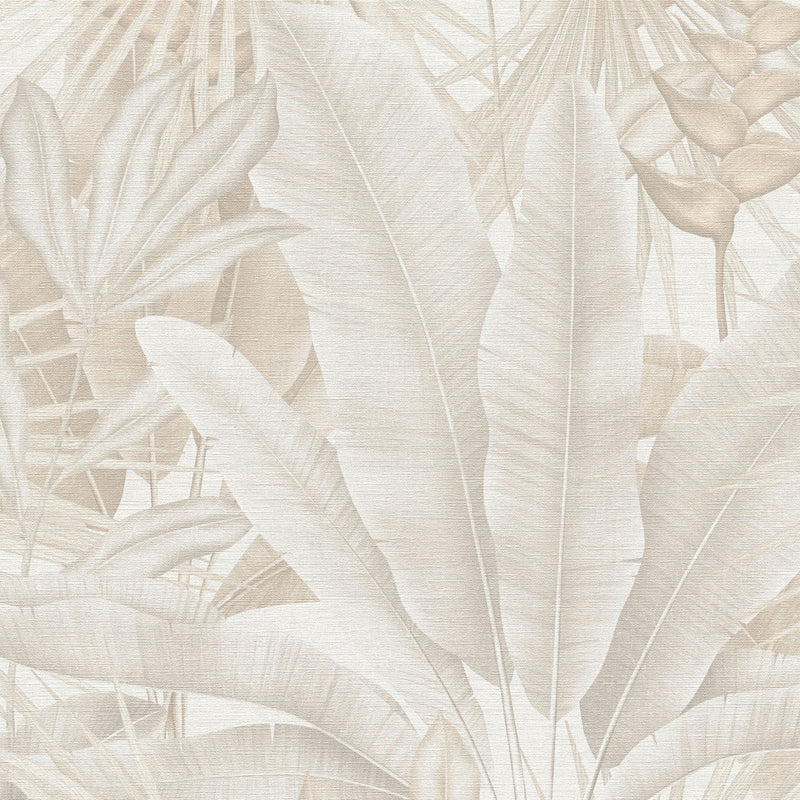 WH30116 Tropical Leaves Welcome Home Beige Wallpaper By Galerie