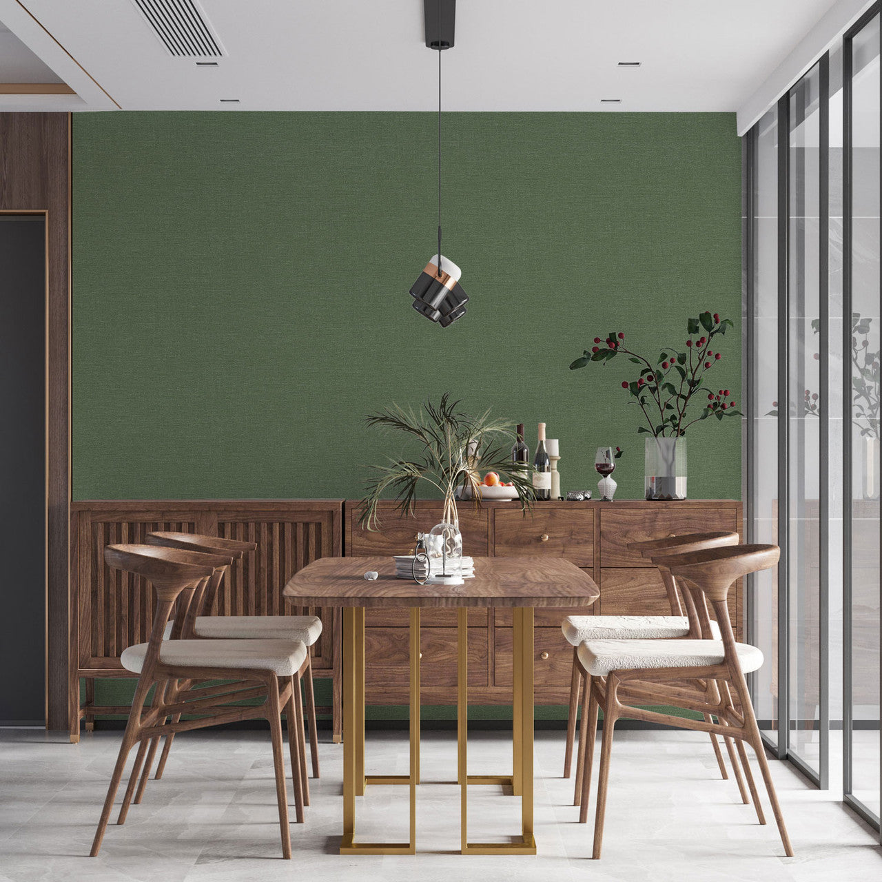 WH30117 Bark Texture Welcome Home Green Wallpaper By Galerie
