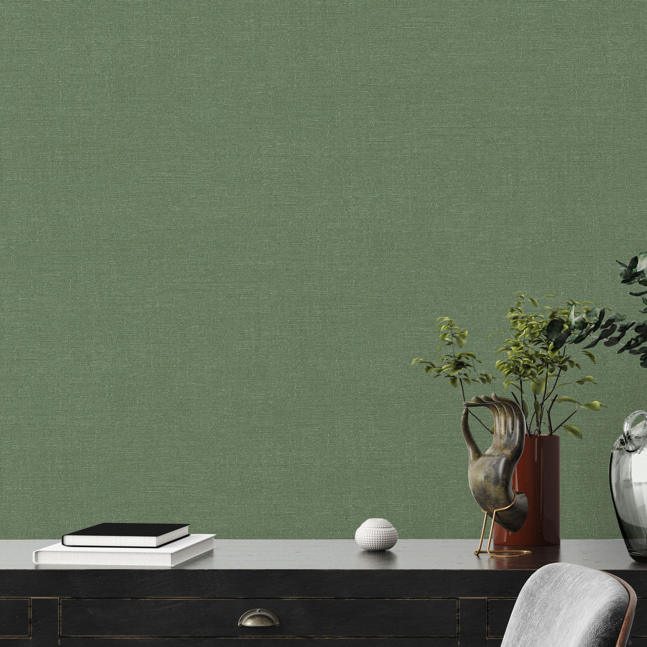 WH30117 Bark Texture Welcome Home Green Wallpaper By Galerie