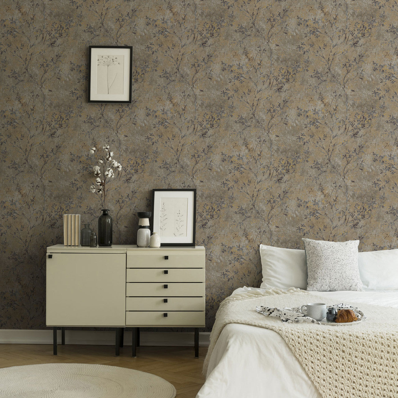 WH30123 Rustic Blossom Welcome Home Purple Lilac Wallpaper By Galerie