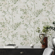 WH30126 Rustic Blossom Welcome Home Green Wallpaper By Galerie