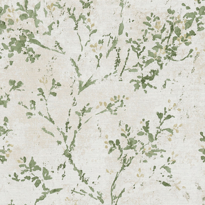 WH30126 Rustic Blossom Welcome Home Green Wallpaper By Galerie
