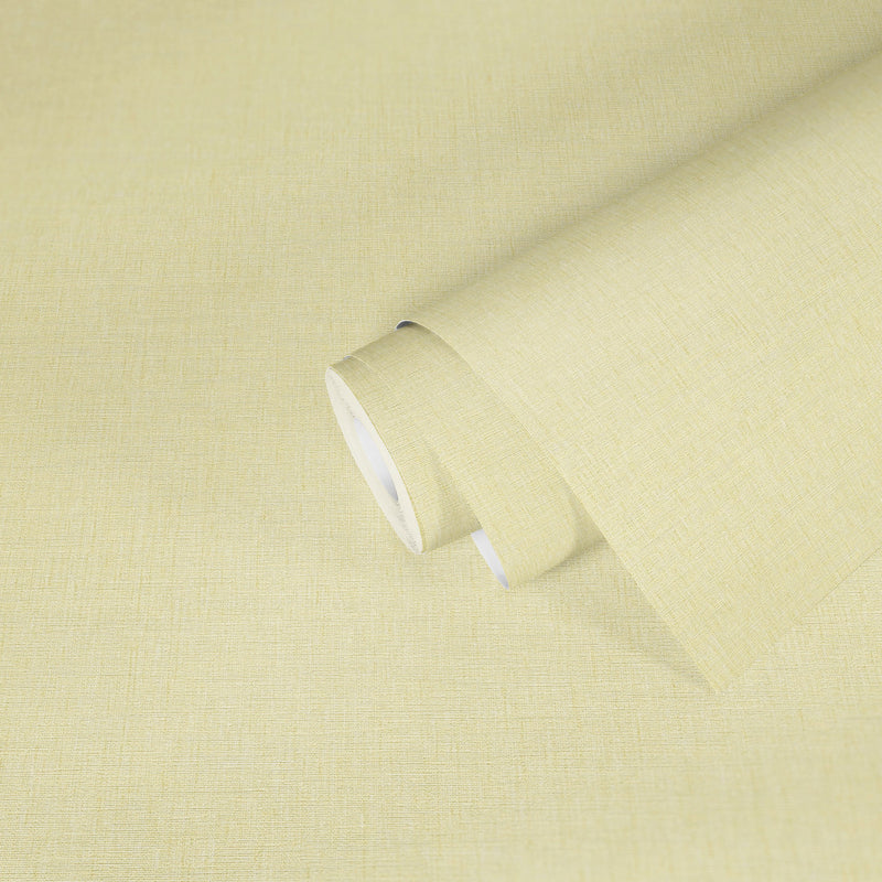 WH30129 Cotton Texture Welcome Home Yellow Wallpaper By Galerie