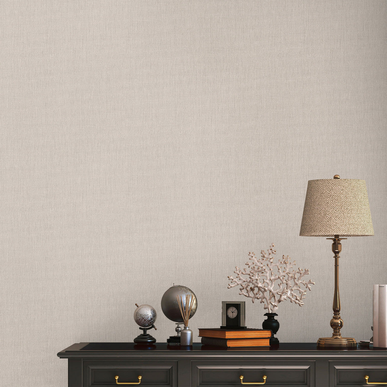 WH30130 Cotton Texture Welcome Home Bronze Brown Wallpaper By Galerie