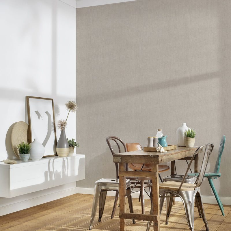 WH30130 Cotton Texture Welcome Home Bronze Brown Wallpaper By Galerie