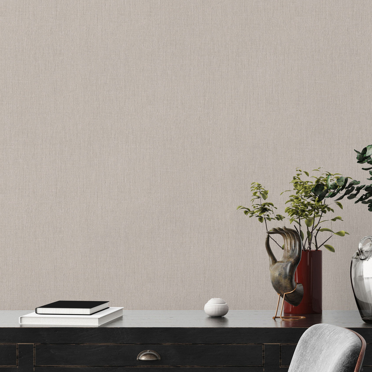 WH30130 Cotton Texture Welcome Home Bronze Brown Wallpaper By Galerie