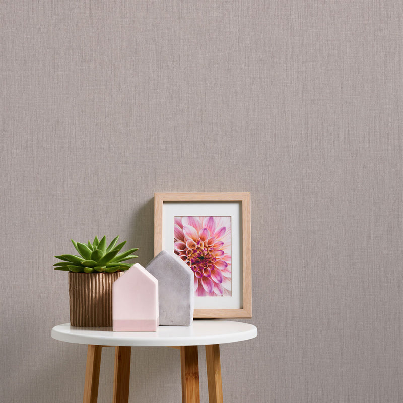 WH30132 Cotton Texture Welcome Home Bronze Brown Wallpaper By Galerie