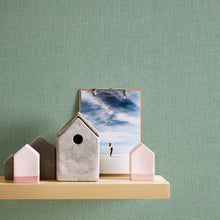 WH30135 Cotton Texture Welcome Home Green Wallpaper By Galerie