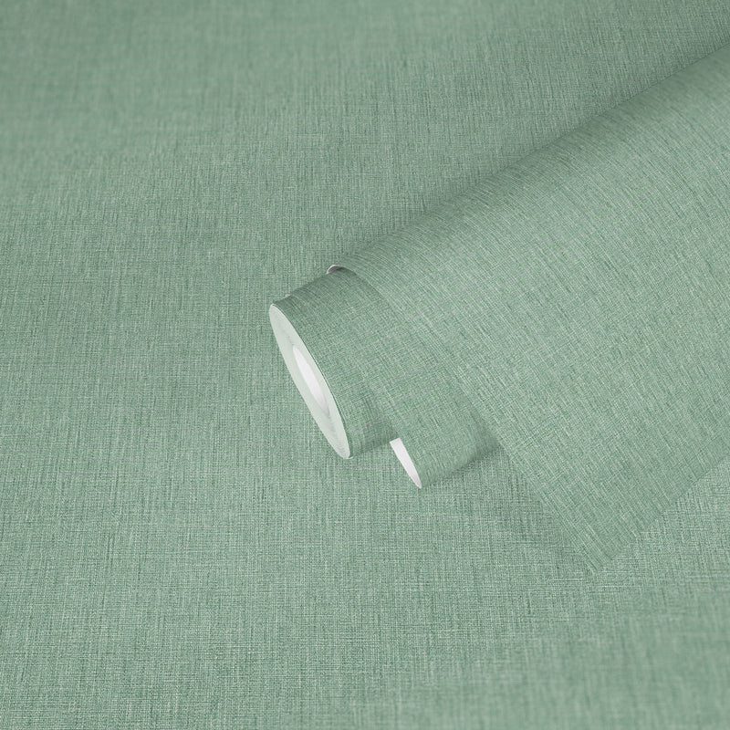 WH30135 Cotton Texture Welcome Home Green Wallpaper By Galerie