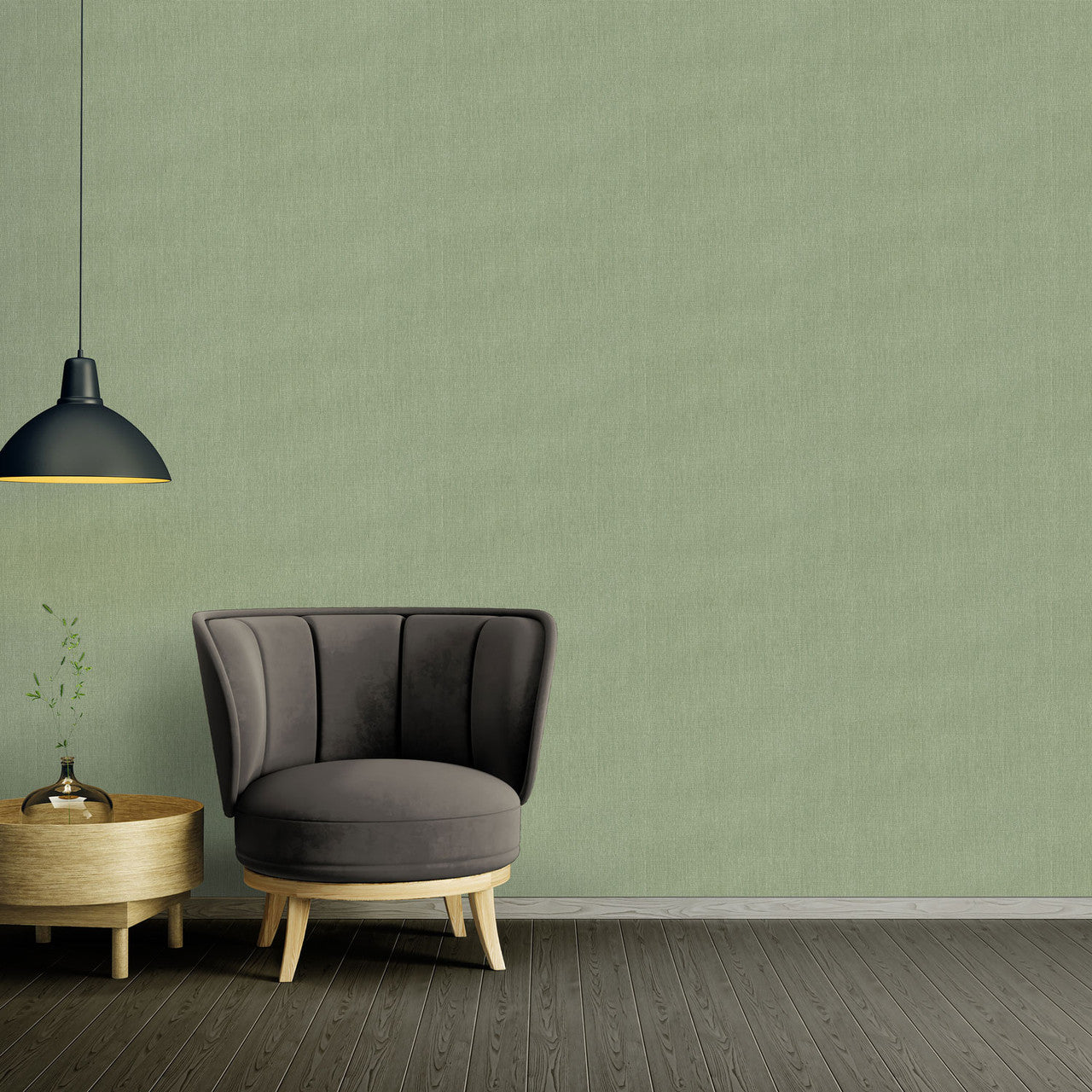 WH30136 Cotton Texture Welcome Home Green Wallpaper By Galerie