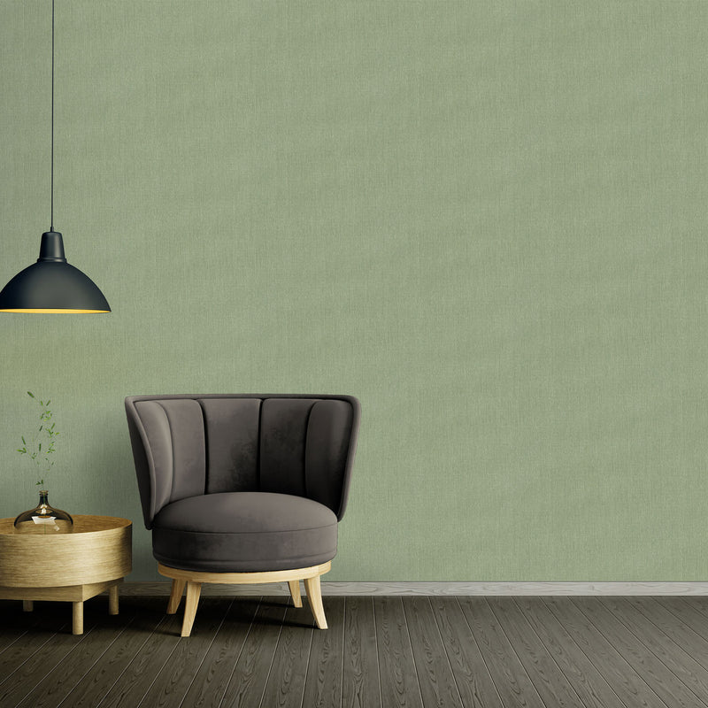 WH30136 Cotton Texture Welcome Home Green Wallpaper By Galerie