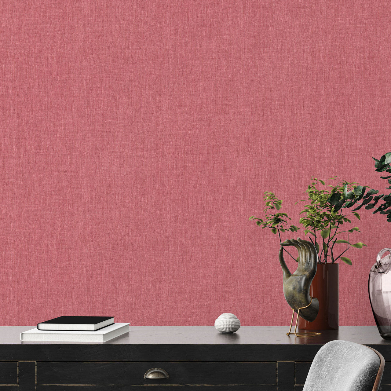WH30137 Cotton Texture Welcome Home Red Wallpaper By Galerie