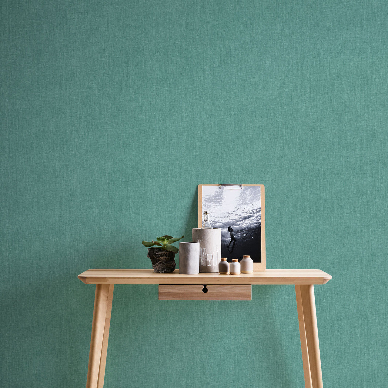 WH30138 Cotton Texture Welcome Home Green Wallpaper By Galerie
