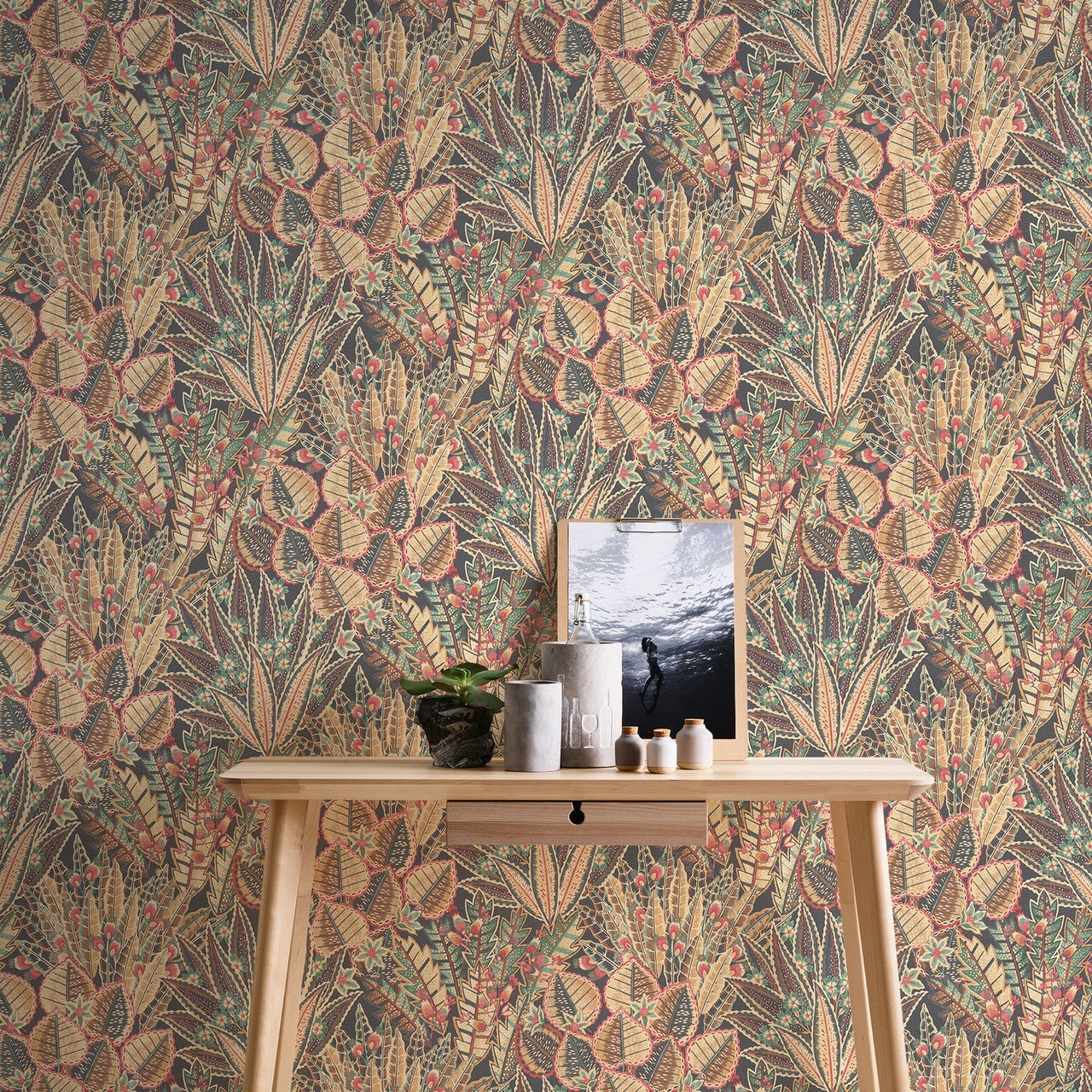 WH30140 Bohemian Floral Welcome Home Bronze Brown Wallpaper By Galerie