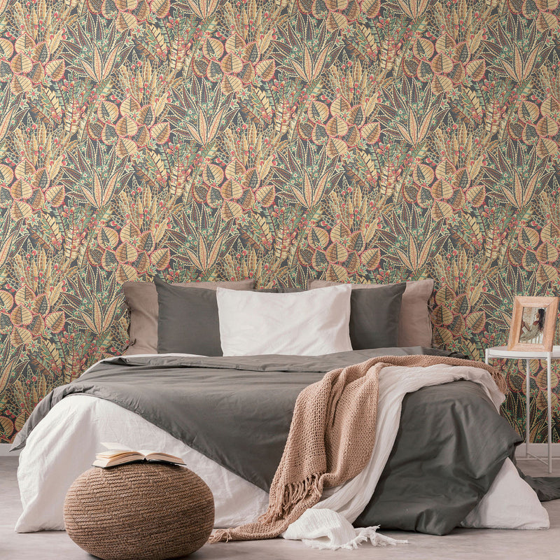 WH30140 Bohemian Floral Welcome Home Bronze Brown Wallpaper By Galerie