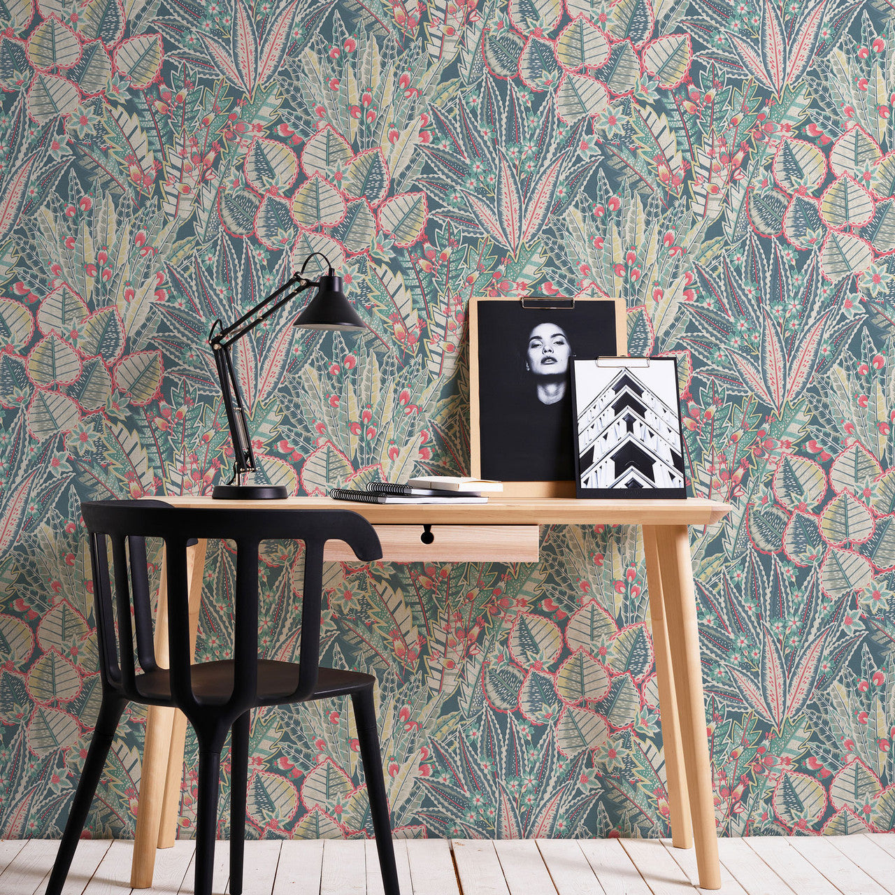 WH30141 Bohemian Floral Welcome Home Green Wallpaper By Galerie