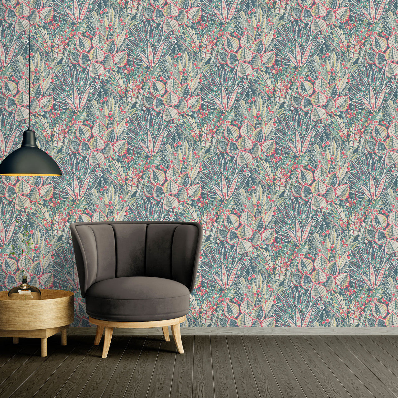 WH30141 Bohemian Floral Welcome Home Green Wallpaper By Galerie