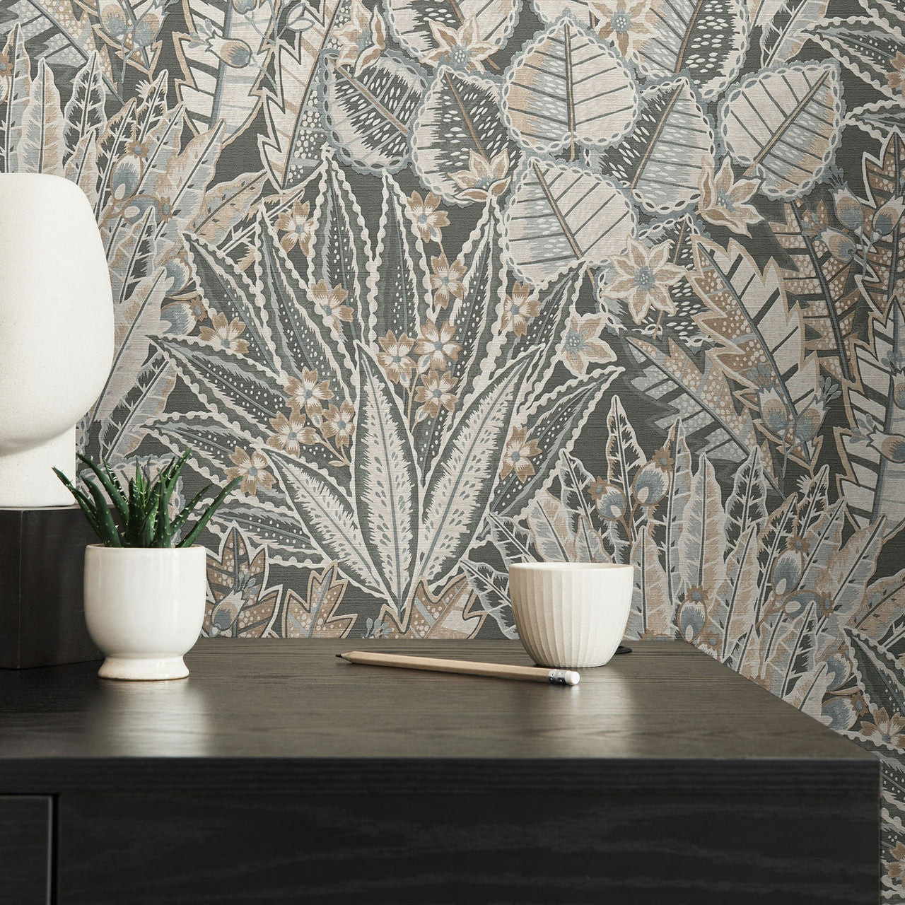 WH30142 Bohemian Floral Welcome Home Bronze Brown Wallpaper By Galerie