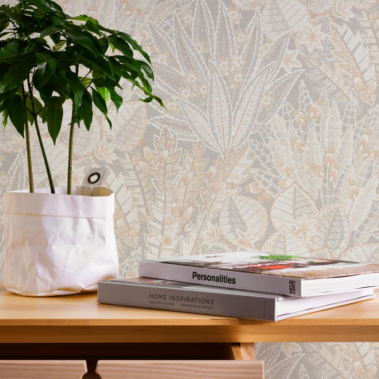 WH30143 Bohemian Floral Welcome Home Beige Wallpaper By Galerie