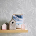 WH30144 Botanical Leaves Welcome Home Silver Grey Wallpaper By Galerie