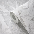 WH30144 Botanical Leaves Welcome Home Silver Grey Wallpaper By Galerie