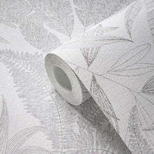 WH30144 Botanical Leaves Welcome Home Silver Grey Wallpaper By Galerie